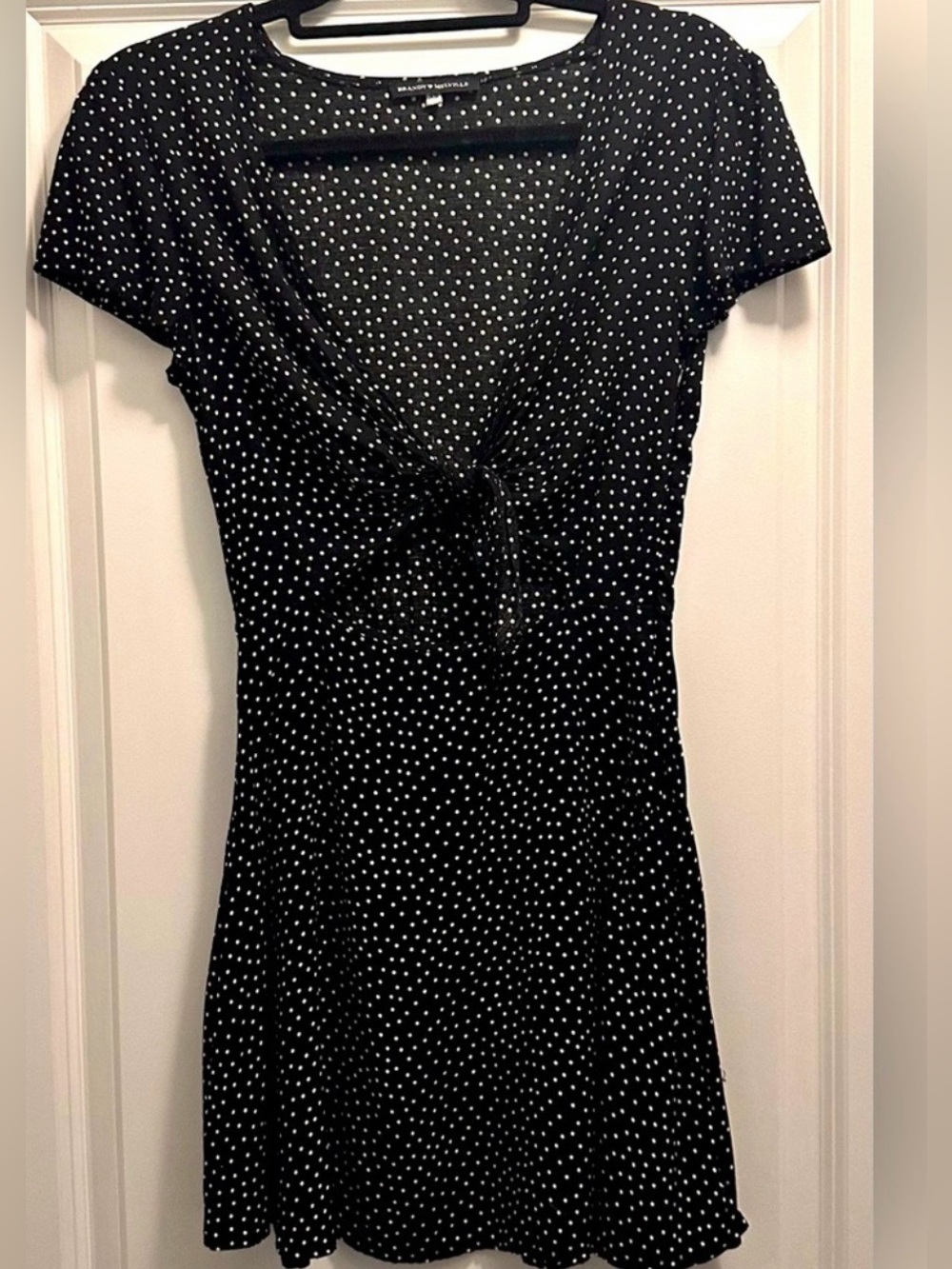 Brandy Melville Coquette Polka Dot Tie Front Mini Dress XS